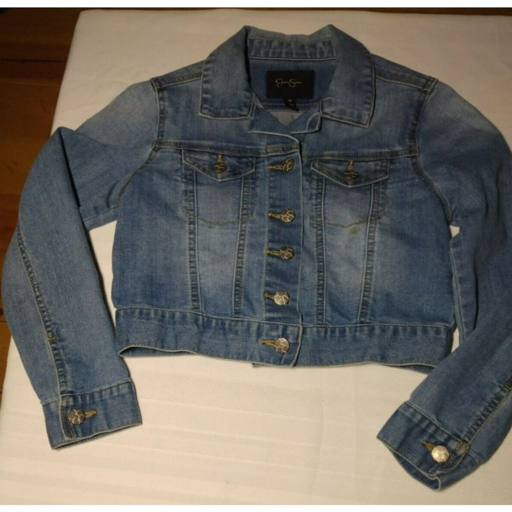 Jessica Simpson Youth Denim Jacket Medium Button Up Front